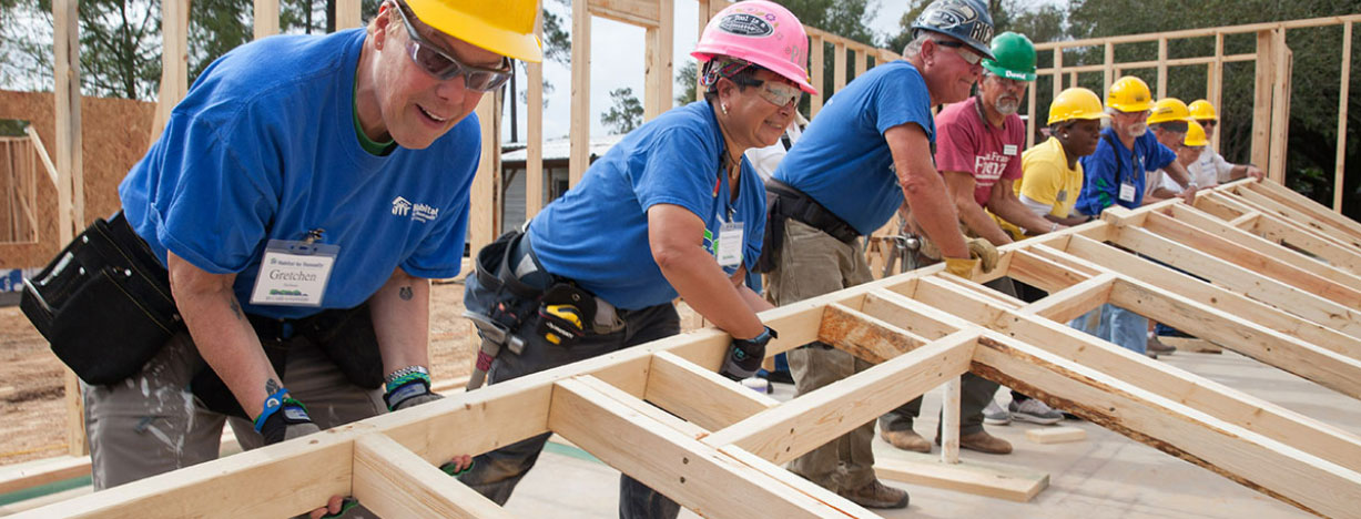Volunteers working